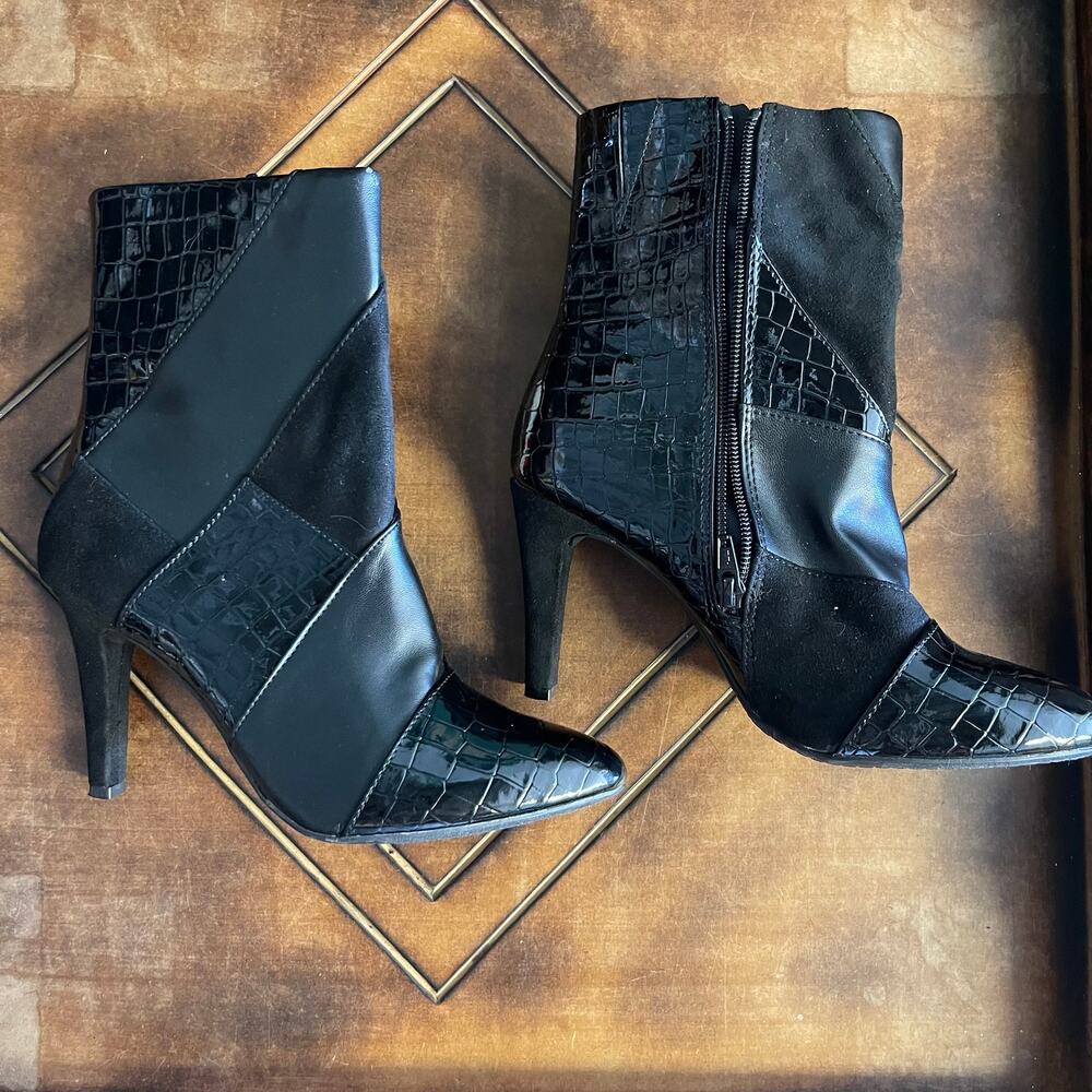 RIALTO Women's Faux Leather High Heels Ankle Black Boots Size 7